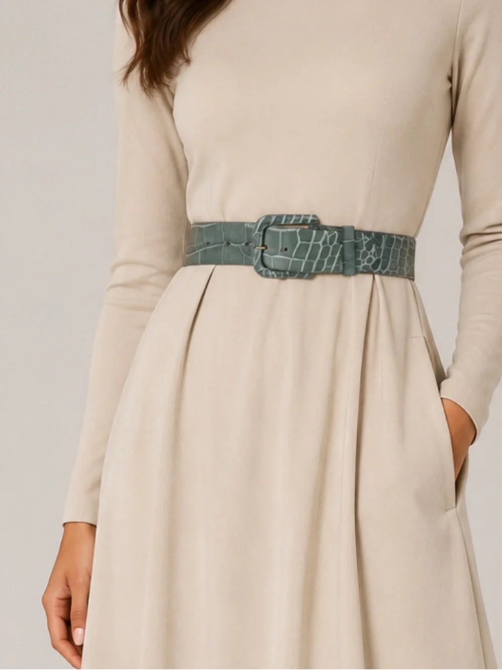 W. Kleinberg Green Genuine  Crocodile Leather Belt